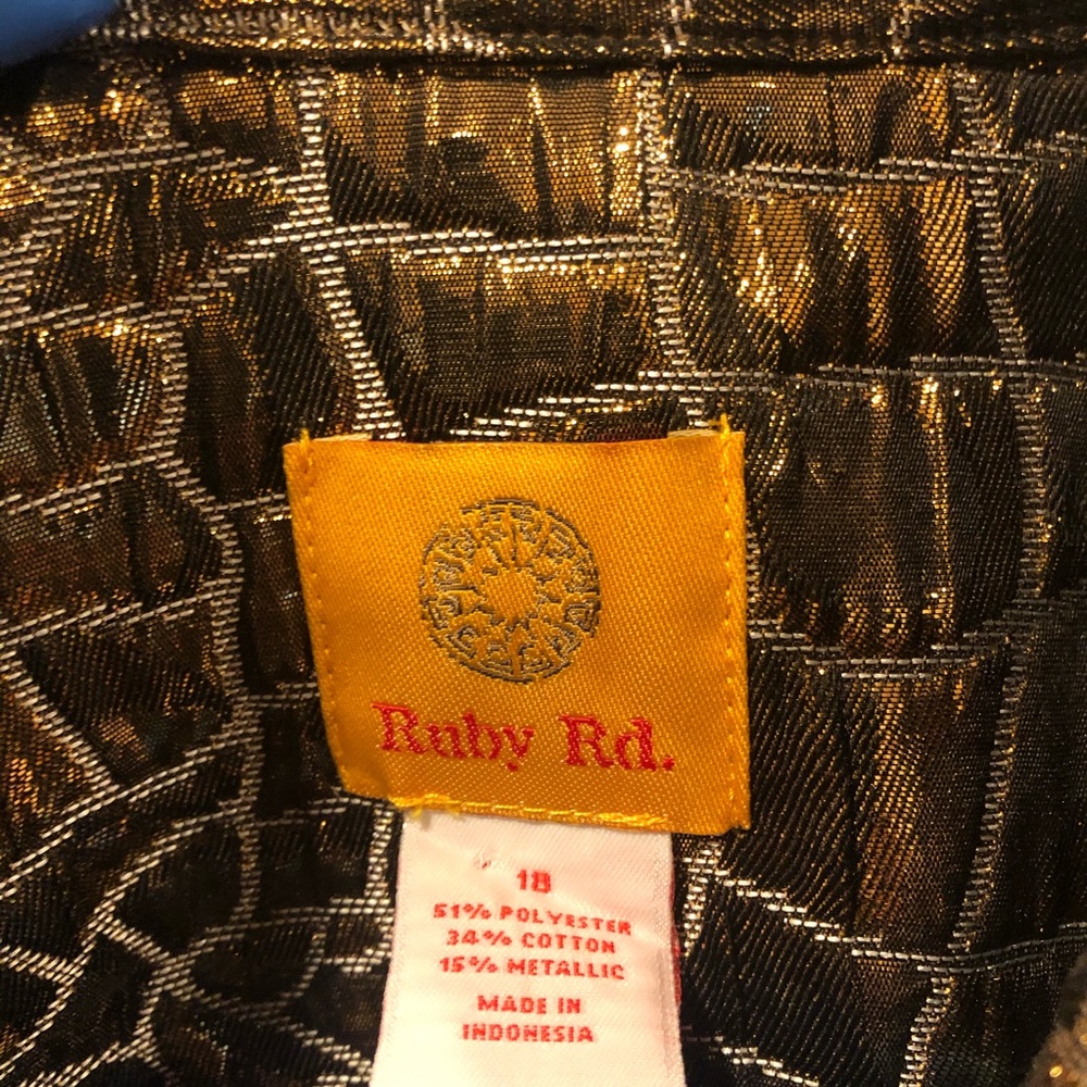 Ruby Rd. Gold Giraffe Print Blazer Size 16 - Picture 5 of 8